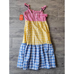 BNWT Girls Wonder Nation Summer Sun Dress Maxi Long Checkered Size Large 10-12